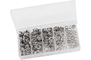 200Pcs Stainless Fishing Split Rings Line Connector 5 Size Split Rings Set for Connecting Lures & Hook Fishing Link Connector