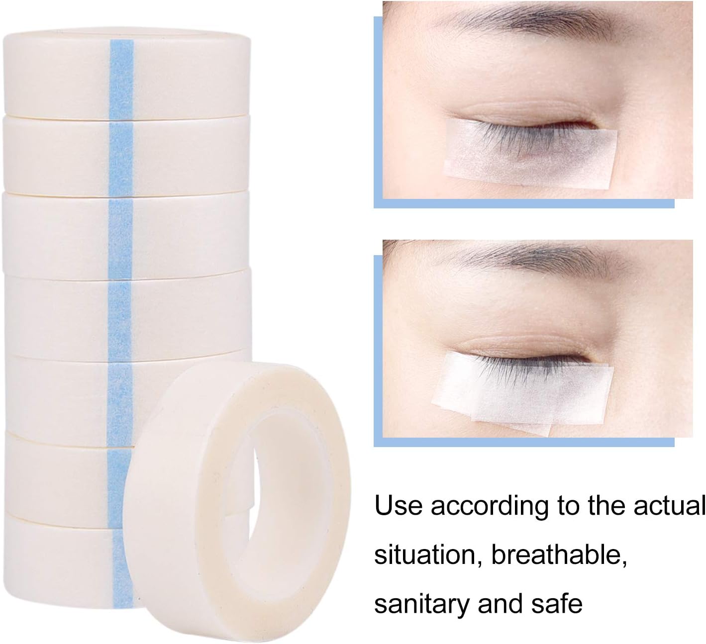 TUPARKA 18 Pack Eyelash Tape White Paper Fabric Tape for Eyelash Extension Supply 0.5 Inch x 10 Yard Each Roll - Image 3