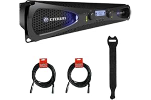 YEEGFEY Crown Audio XLS 1002 Stereo Power Amplifier with Touch Fastener Straps (10-Pack) & (2) XLR Cable Bundle