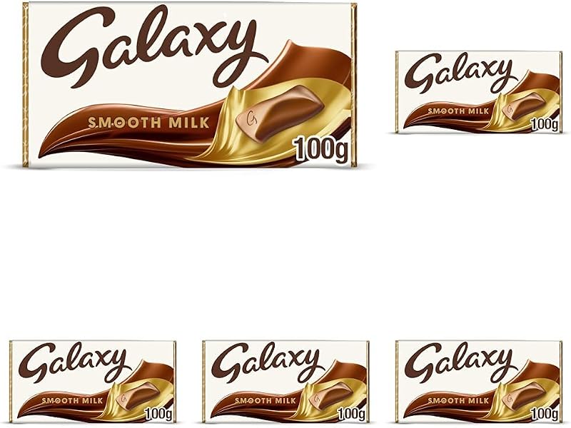Galaxy Smooth Milk Chocolate Bar 100g Pack of 5 Gift Sharing Bar