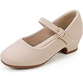 PANDANINJIA Girls Dress Shoes Toddler Little Big Kid Chunky Heels Wedding Party School PNEMY Flower Girl Shoes