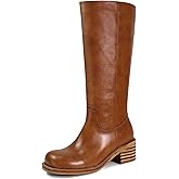 VBDB Women's Knee High Boots Square Toe Chunky Block Heel Long Boots for Women Comfortable Low Heel Womens Boots