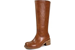 VBDB Women's Knee High Boots Square Toe Chunky Block Heel Long Boots for Women Comfortable Low Heel Womens Boots