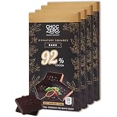 ChocZero 92% Cocoa Sugar Free Dark Chocolate Squares, Vegan, 4 Pack | No Sugar Alcohols, Keto, Low Carb, High Fiber, Gluten Free, 32 Total Candy Squares
