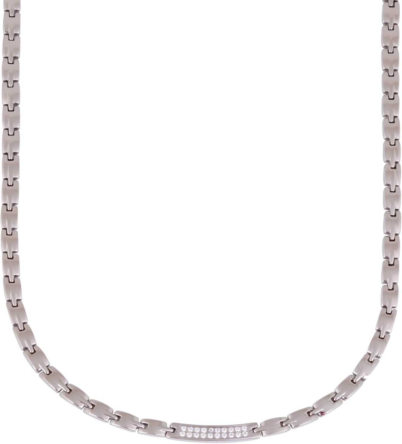 Elegant Titanium Magnetic Therapy Necklace Pain Relief for Neck Arthritis Migraine Headaches Shoulders and Back (Czech Stone Silver), Womens - Width: .25in: Health & Personal Care