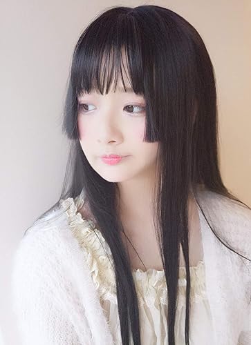 Amazon Co Jp フルウィッグ ウィッグ ロング ストレート ぱっつん 姫カット 姫髪 自然 原宿 ロリータ 耐熱 黒髪 ホビー Amazon Co Jp フルウィッグ ウィッグ ロング ストレート ぱっつん 姫カット 姫髪 自然 原宿 ロリータ 耐熱 黒髪 ホビー