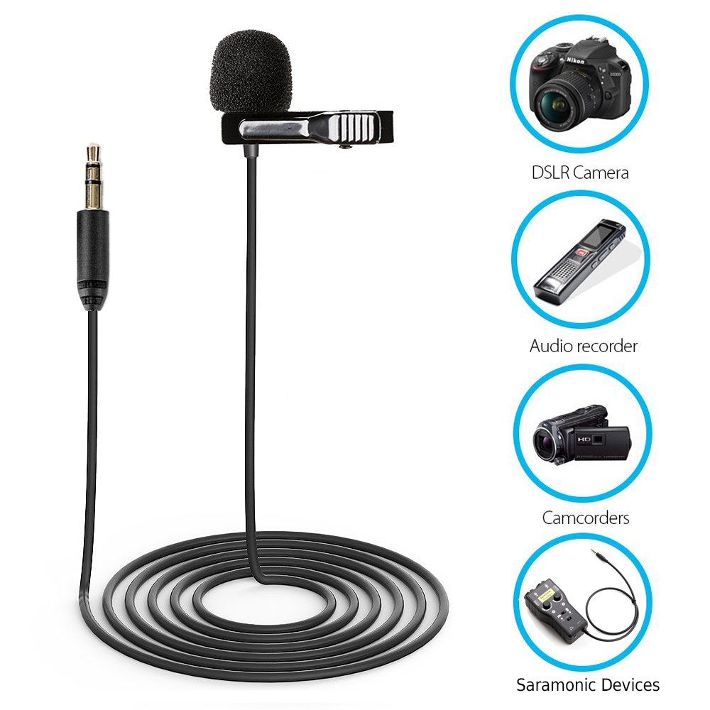 Saramonic SR-XLM1 Broadcast-Quality Lavalier Omnidirectional Microphone with 3.5mm TRS Connector for DSLR Cameras, Camcorders, Recorders & Saramonic Devices