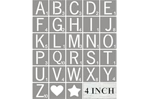 REOLAN Scrabble Tile Letter Stencils 4 Inch - 28 Pack Scrabble Style Alphabet Stencil Templates for Painting on Wood, Reusable Plastic Stencils for Crafts Making & Wall Art Decorations