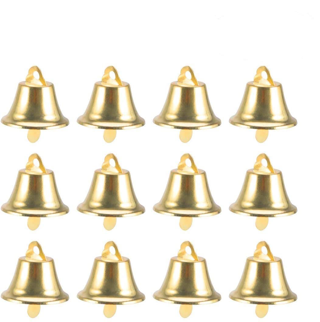 LUOEM 24pcs Golden Jingle Bells Christms Tree Ornaments Christmas Tree Hanging Decoration Pendants For Holiday Party Decor Craft Making 45mm