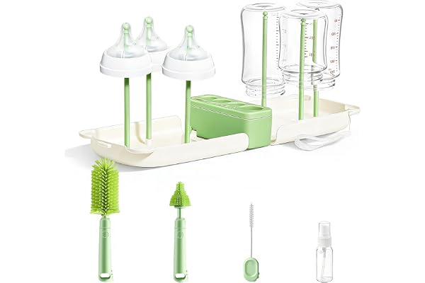 Travel Bottle Washing Kit with Storage Case, 7-in-1 Baby Travel Bottle Cleaner Kit for Flying and Home, All-in-One Baby Bottl
