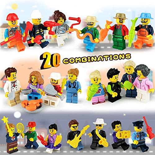 Eilane Set of 20 Imagination Generation Little Professionals Character Set Community Dollhouse Figures Play People Cartoon City Professional Building Blocks