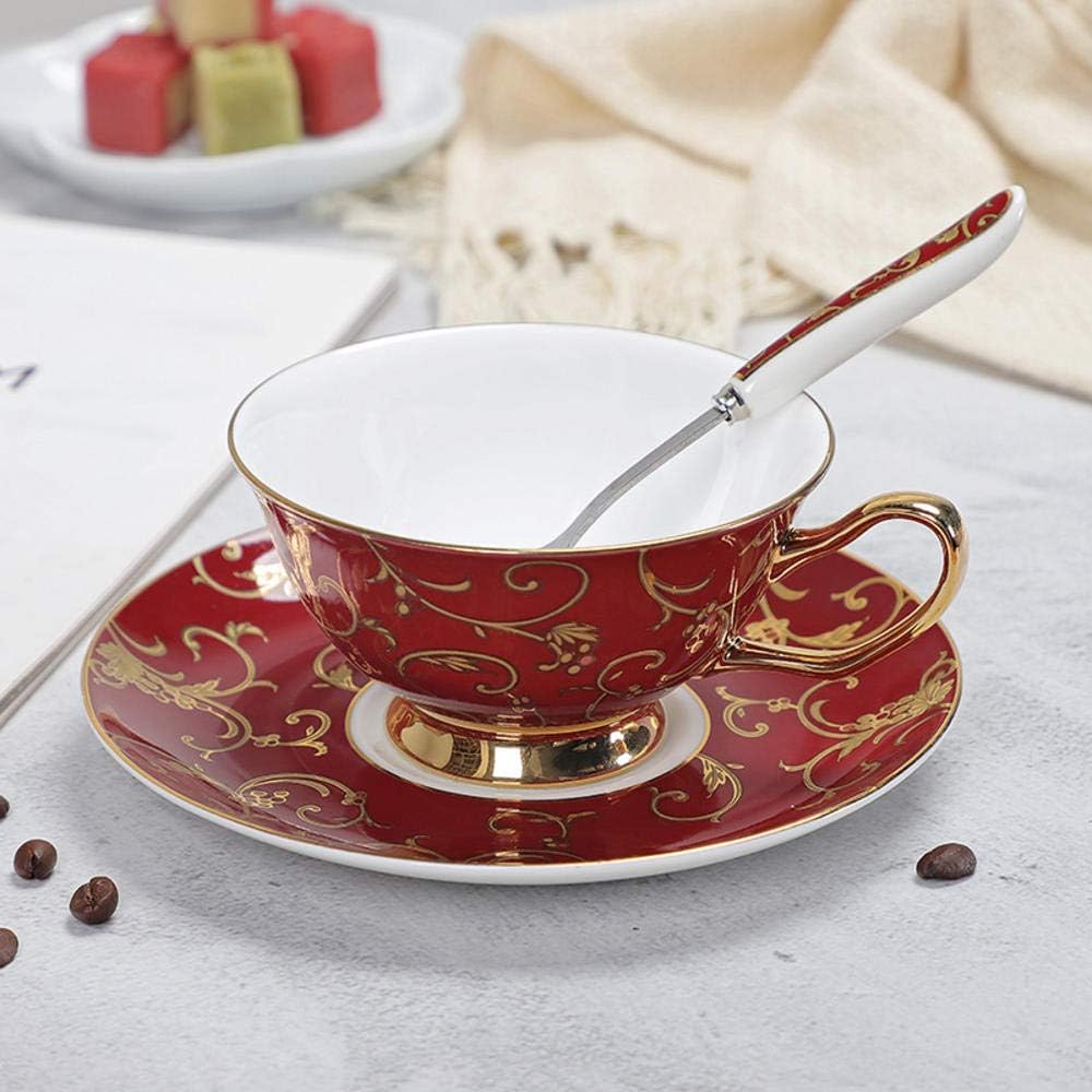 UANOU Fine Bone China Tea Cup Spoon And Saucer Set 3 Pieces Advanced Royal Classical Afternoon Tea Cups Ceramic Art Tea Coffee Cup