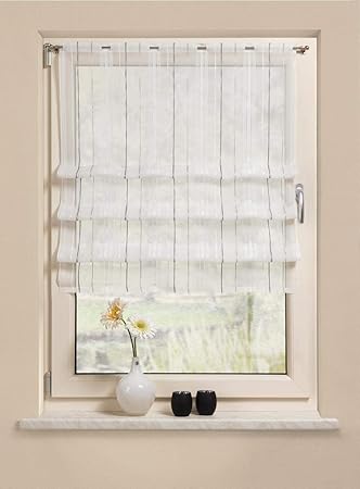 Clipraffstore Pascal ungeclipst 145cm lang x 82cm breit gestreift weiß, braun, grau