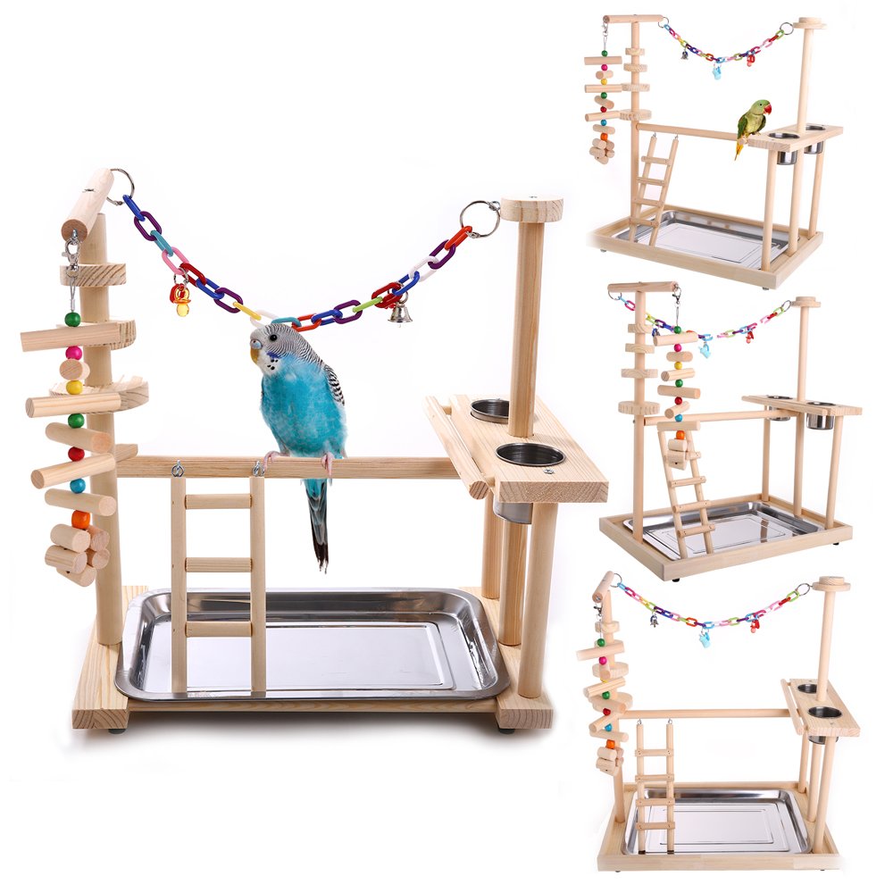 Parrot Stands Cockatiel Playground Wood Perch Bird Playstand Play gym