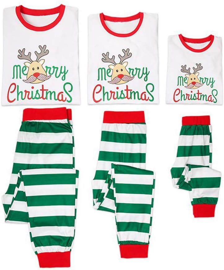 Shiningup Unisex Merry Christmas Matching Family Pyjamas Set Sleepwear Outfits Christmas Dad Mom Pajamas Set