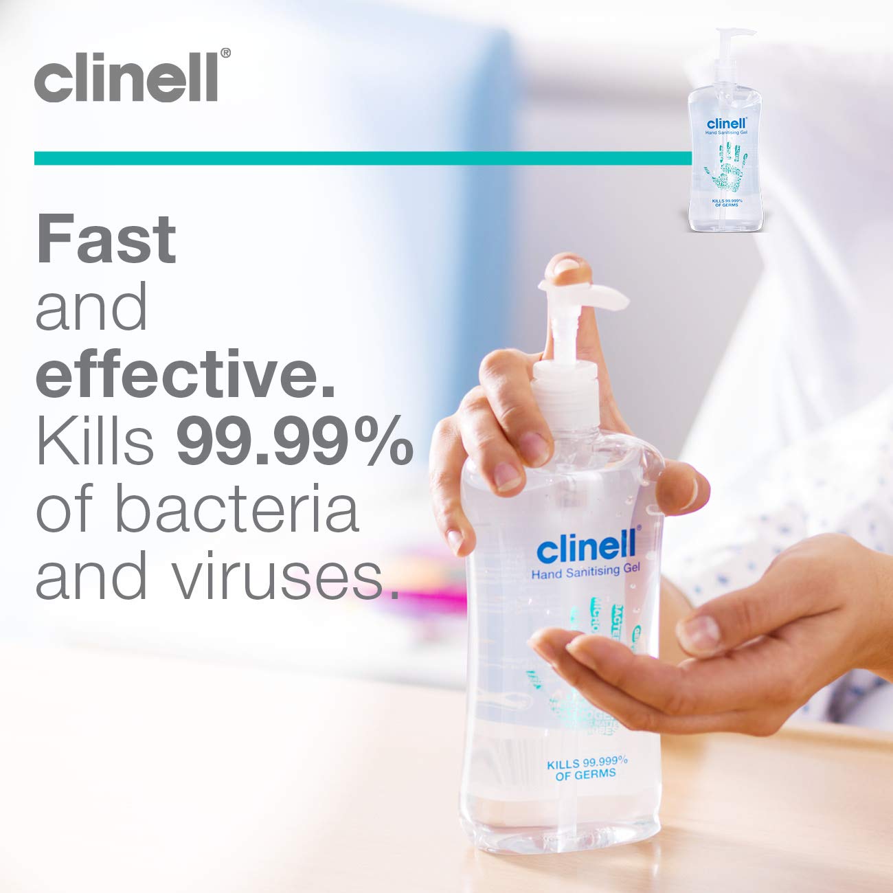 Clinell GCIHS500 Hand Sanitiser Gel, Dermotologically Tested, Kills 99.99% of Germs, Quick and Kind to Skin, No Stickiness - Image 3