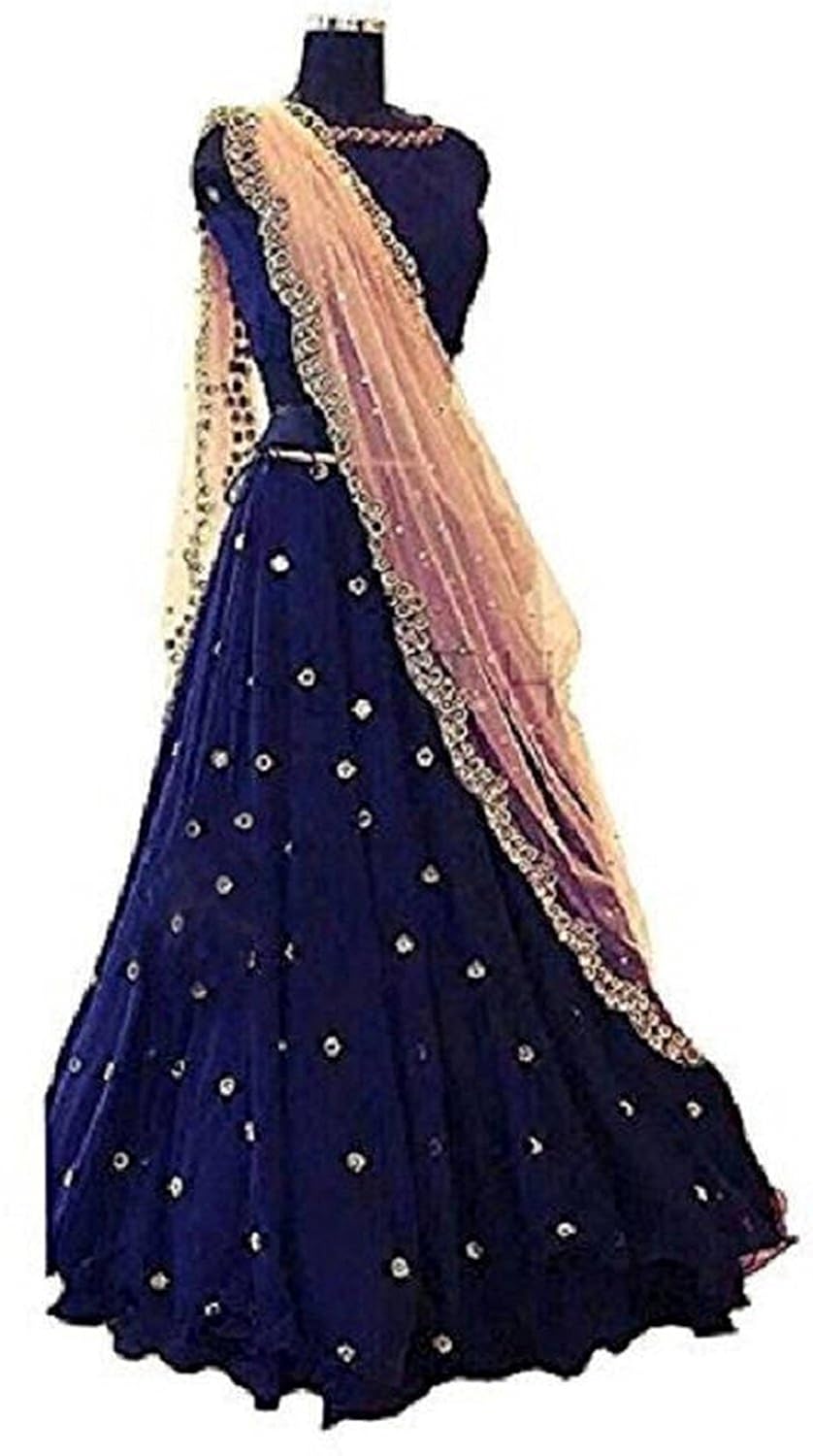 ayushcreation women's taffeta semi-stitched lehenga choli (rimzin,blue,free size)