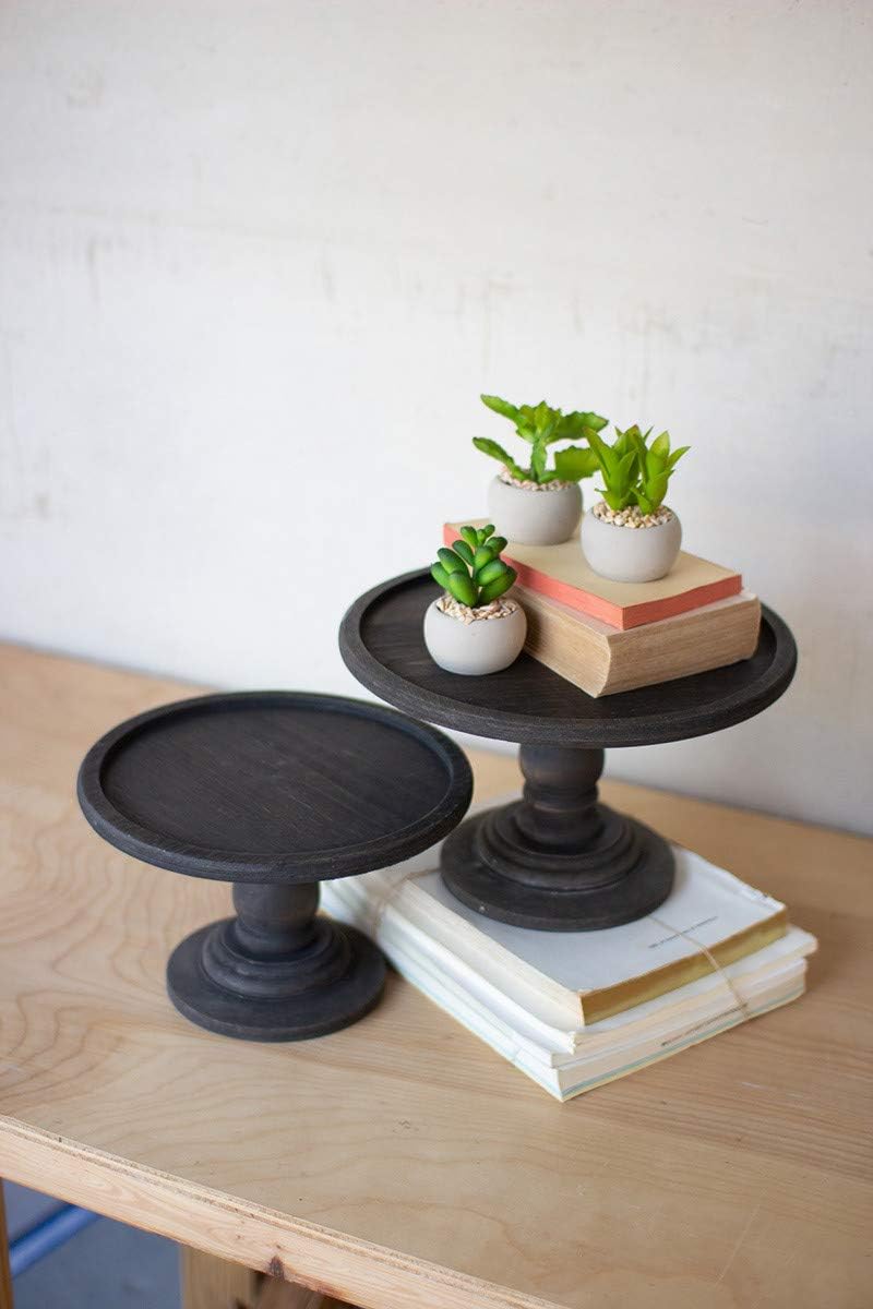 Kalalou CMN1441 Black Wooden Display Pedestals, Set of 2: Kitchen & Dining