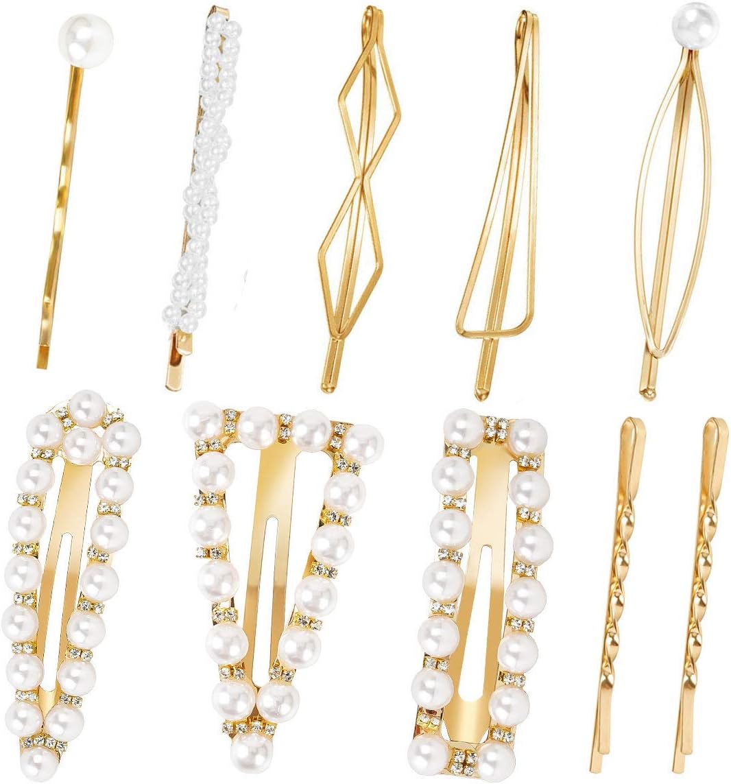 Pearl Hair Clip, Ywinler 10 Pieces Hair Clips Artificial Pearl Hair Barrettes for Ladies Girls Women Party Wedding Celebration