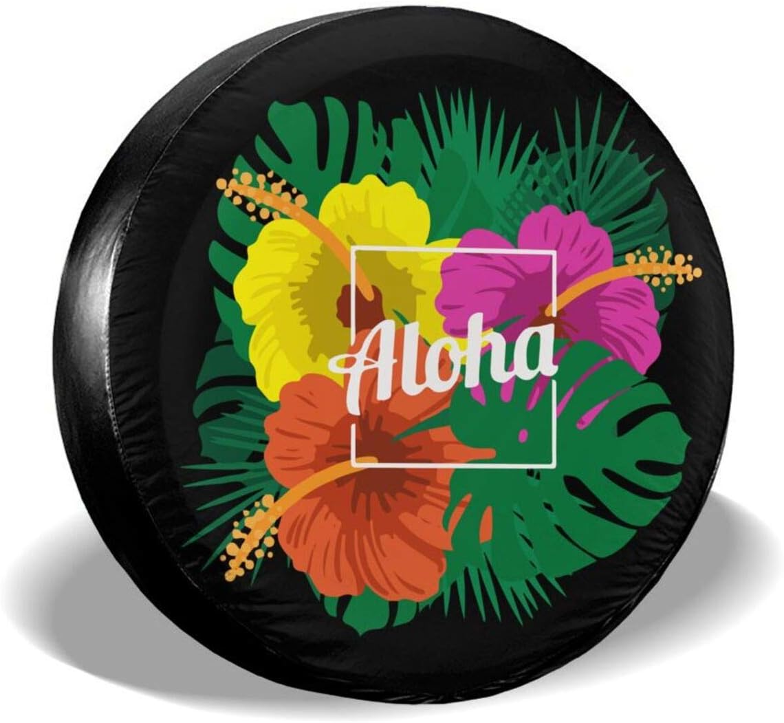 CLTT9KF Aloha Hawaiian Hibiscus Flowers Spare Tire Cover