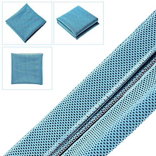 Biange Cooling Towel (10 Pack) for Sports, Workout, Fitness, Gym, Yoga, Golf, Pilates, Travel, Camping & More (Lake Blue) - Thumbnail 2