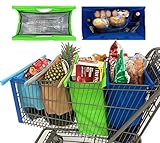 Super Organizer Trolley Bags - 4 Reusable Grocery Bags with Close Tight Large Cooler Bag, Spacious Egg/Bread/Liquor holders, Premium Quality Reusable Shopping Bags, Life Time Warranty