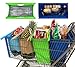 Super Organizer Trolley Bags - 4 Reusable Grocery Bags with Close Tight Large Cooler Bag, Spacious Egg/Bread/Liquor holders, Premium Quality Reusable Shopping Bags, Life Time Warranty