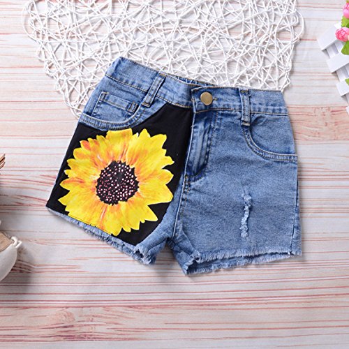 Camidy 1-5T Toddler Baby Girl Sleeveless Vest Tops + Shorts Outfits Set (2-3T), Black+denim