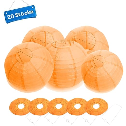 FullBerg 20 Stücke Papier Laterne Lampions rund Lampenschirm Hochtzeit