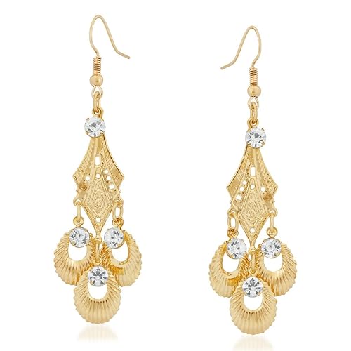 VK Jewels Cubic Zirconia Drop Earrings for Women (Golden) (vkerz1578g)
