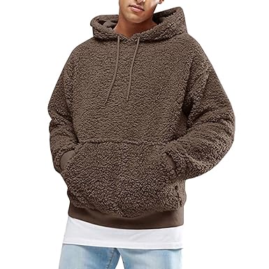 felpa pile uomo con cappuccio