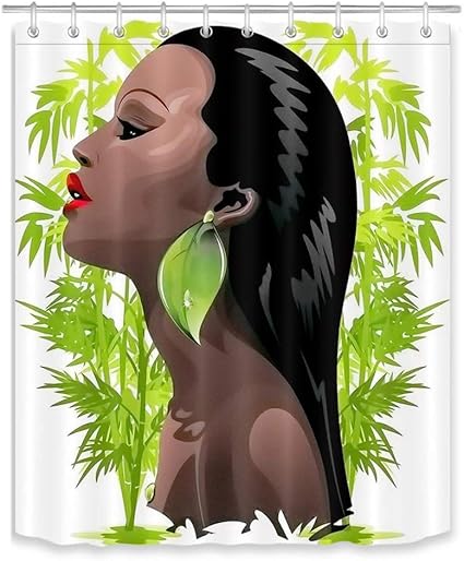 Xxxx Dtjscl Cortina de la Ducha Cortina de Ducha de Hoja Verde Negro