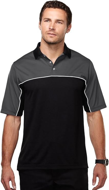 Men's 100% polyester color blocking polo shirt, Charcoal/Black XX-Large at Amazon Menâs Clothing 