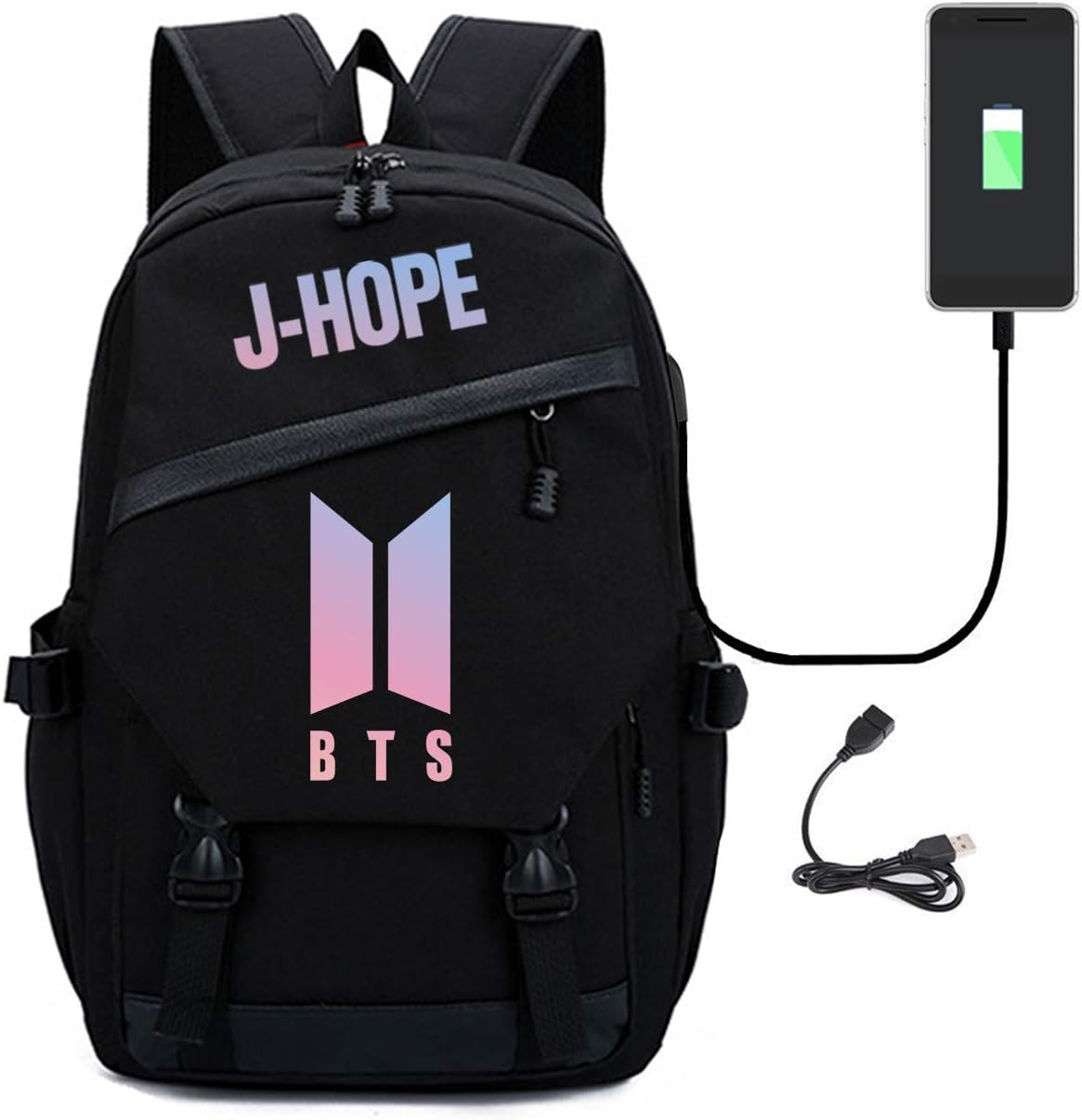 Kpop BTS school bag, boy and girl bag Backpack with USB charging port Very good gift, showing your support for BTS NS1-87