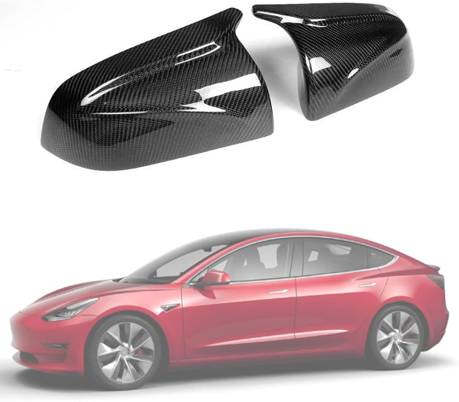 2 PCS Side Wing Mirror Cover for Tesla Model 3, Replacement Carbon