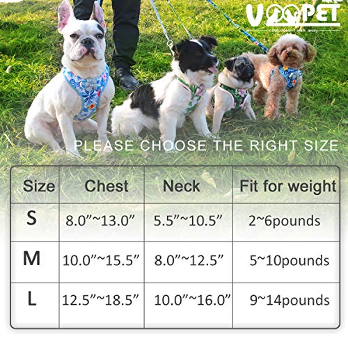 voopet Beach Style Soft Dog Harness, Puppy Breathable Mesh Front Padded Vest Harness with Leash, Island Style Pets Adjustable No-Pull Walking Harness - Easy Control for Small Dogs & Cats