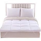 sheetsnthingsBox Stitch 233-Thread-Count, 100-Percent Cotton 2-Inch Thick Twin Mattress Pad/Topper with Down Alternative Fill, White