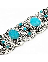 Solomo Fashion   Correa para Apple Watch, estilo bohemio étnico antiguo con turquesa, elástica hecha a mano, para mujeres y niñas, como para Apple Watch Serie 3 Serie 2 Serie 1, 38mm Turquesa