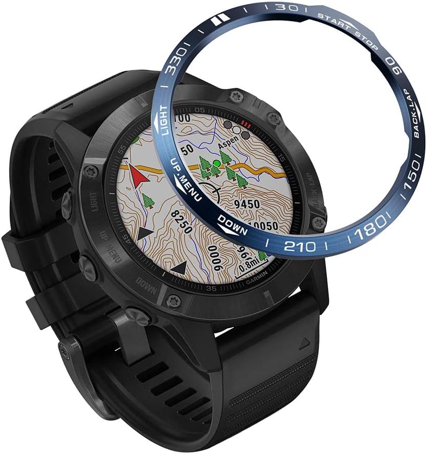 XIHAMA Bezel Ring Compatible for Garmin Fenix 6/6 Pro Smart Watch, Stainless Steel Bezel Styling Circle Adhesive Protection Anti Scratch (A03)