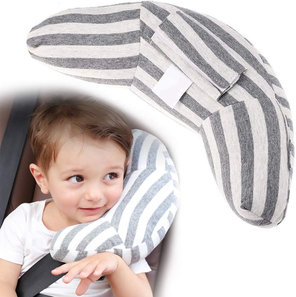 Car Seat Belt Pillow - Kids Travel Pillow Safety Car Child Seat Head Support Kids Car Seat Travel Pillow Neck Support Cushion Pad Cars Safety Belt Sleeping Pillow Safety Strap Covers (Grey)
