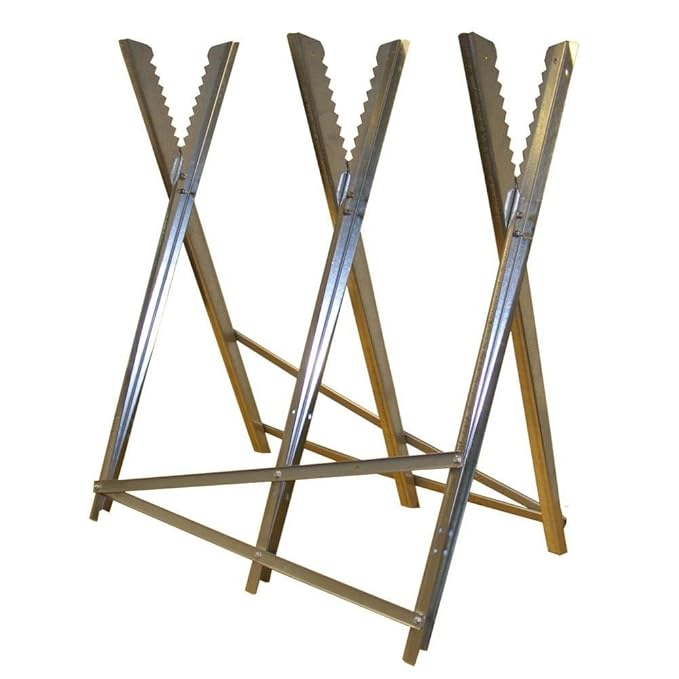 Heavy Duty Metal Saw Horse Sawhorse, Chainsaw Cutting Logs For Wood