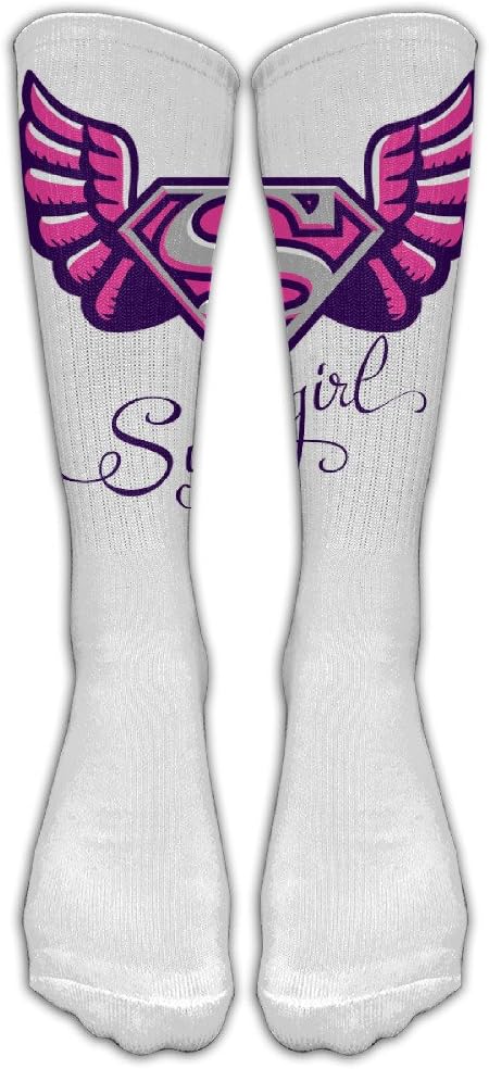 Unisex Pink Supergirl With Wings Logo Tube Socks Knee High Sports