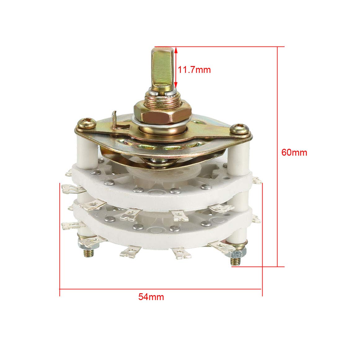 sourcing map 2P10T 2 Pole 10 Position 2 Deck Band Channel Rotary Switch Selector with Knob, Black - Image 3