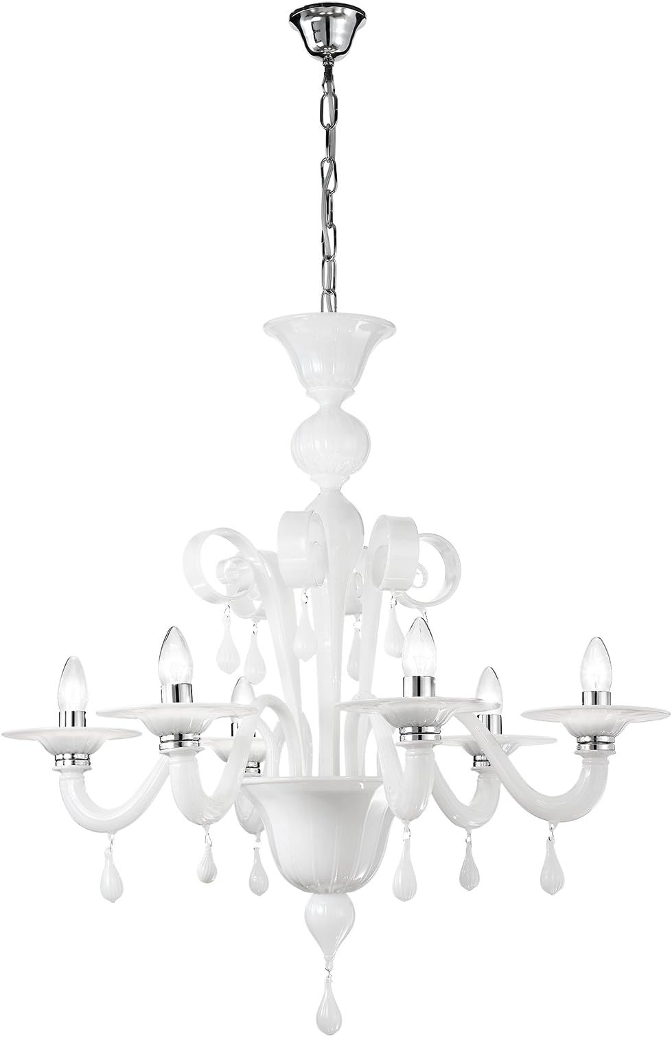 Rossini Lighting a.10470 – 40-LED Murano Glass Chandelier E14, 42 W, White