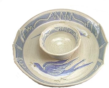Amazon Com Pottery Swallow Serving Plate Chip And Salsa Dip Bowl