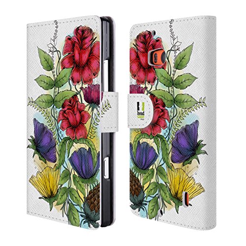 Head Case Designs Romantic Cluster Watercoloured Flowers Leather Book Wallet Case Cover for Nokia Lumia Icon / 929 / 930