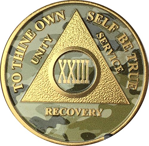 23 Year AA Medallion Camo Gold Plated Anniversary Chip Camouflage Color