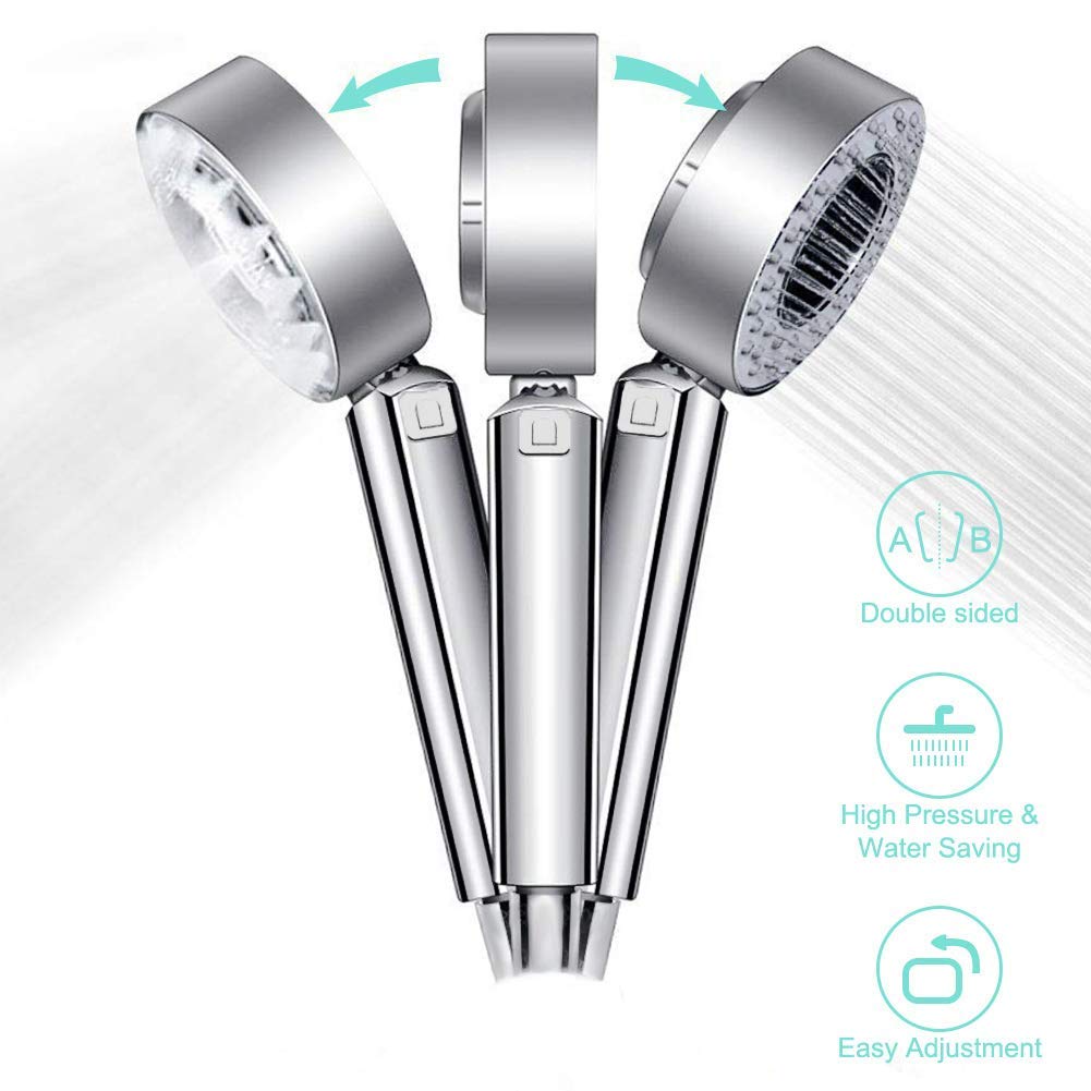 Zomoza DoubleSided Dual Function Shower Head Water Saving Round ABS