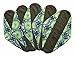 5 Pieces Charcoal Bamboo Mama Cloth/Menstrual Pads/Reusable Sanitary Pads (Overnight (14 inch), Peacock)