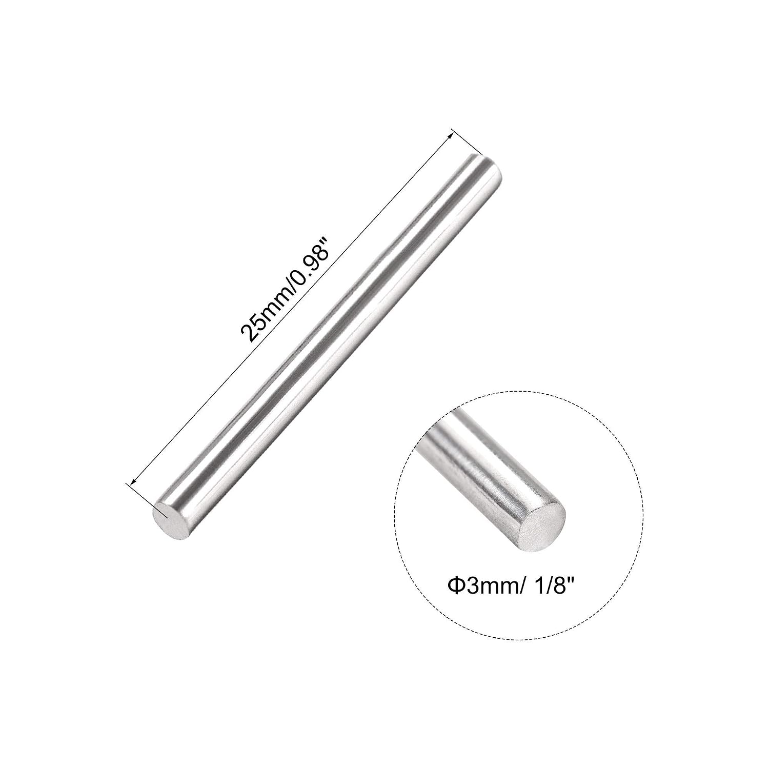 sourcing map 3mm x 25mm 304 Stainless Steel Solid Round Rod for Drift Punches DIY Craft Model Plane Model Ship Model Cars - 20pcs - Image 3